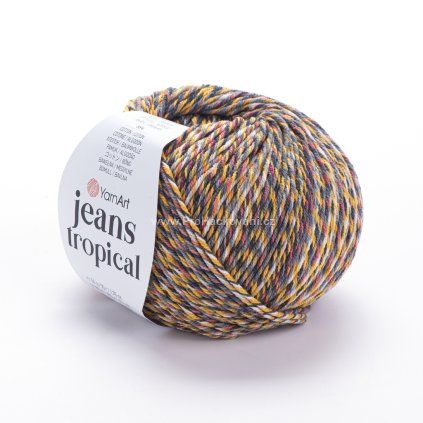 příze Jeans Tropical 610 černá, šedá, oranžová