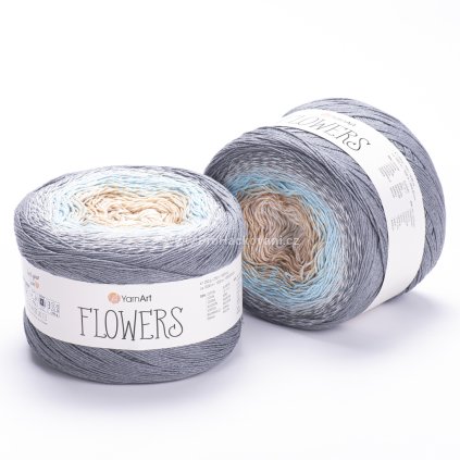 příze Flowers 268 béžová, modrá, šedá