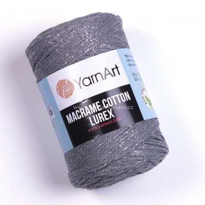 Macrame Cotton Lurex 737 šedá se stříbrnou nitkou