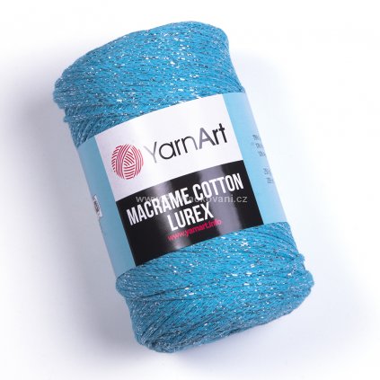 Macrame Cotton Lurex 733 tyrkysová se stříbrnou nitkou