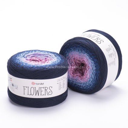 příze Flowers 273 růžová, světle a tmavě modrá