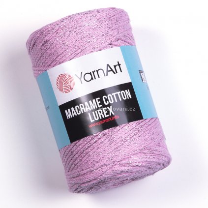 Macrame Cotton Lurex 732 růžová se stříbrnou nitkou