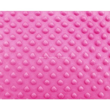 Látka Minky s 3D puntíky růžová fuchsiová