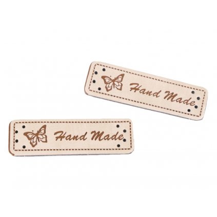 Hand Made, koženková cedulka Motýl béžový