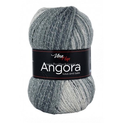 příze Angora Luxus Simli Batik 5725 odstíny šedé a černá