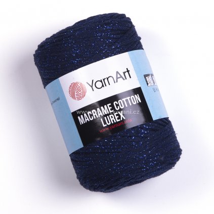 Macrame Cotton Lurex 740 tmavě modrá s modrou nitkou