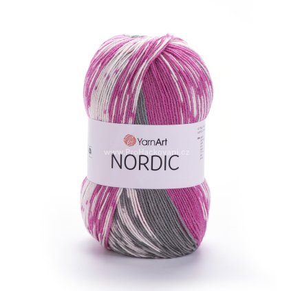 příze Nordic 655 růžová, šedá, smetanová