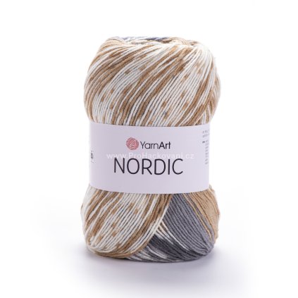 příze Nordic 657 karamelová, šedá a krémová