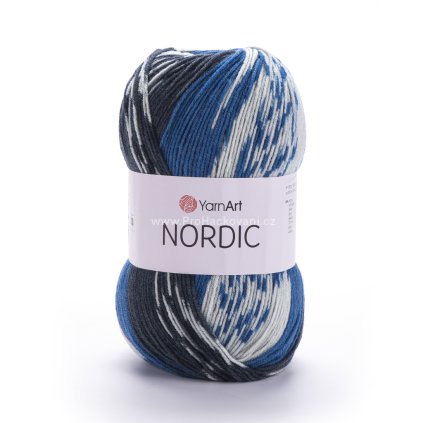 příze Nordic 662 antracit, modrá a krémová
