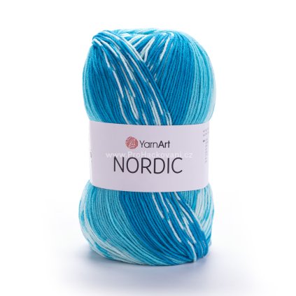 příze Nordic 663 variace tyrkysové a krémová
