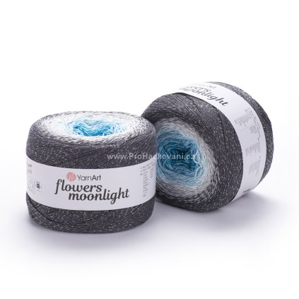 Příze Flowers Moonlight 3251 tyrkys, smetanová, světle šedá, tmavě šedá
