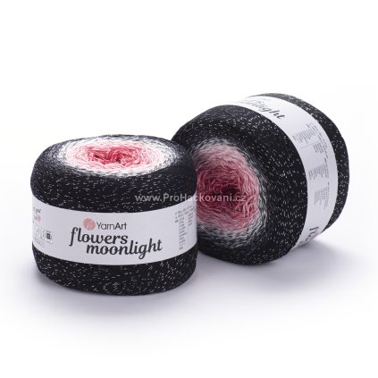 Příze Flowers Moonlight 3260 červená, růžová, šedá, černá