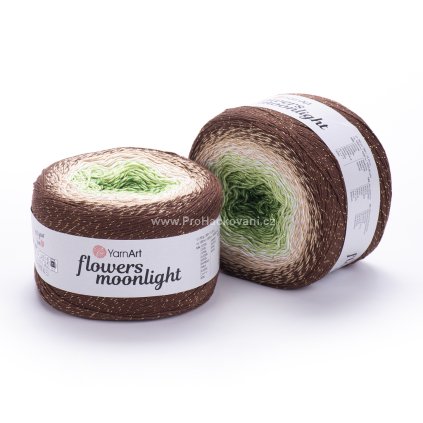 Příze Flowers Moonlight 3272 zelená, hnědá, tmavě hnědá
