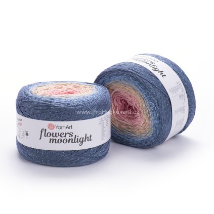 Příze Flowers Moonlight 3262 růžová, béžová, modrá, modrošedá
