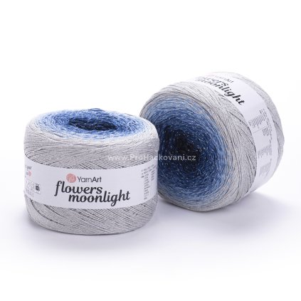 Příze Flowers Moonlight 3271 tmavě modrá, modrá, šedá