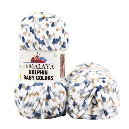 příze Dolphin Baby Colors 80423 bílá, šedá, světle hnědá, modrá