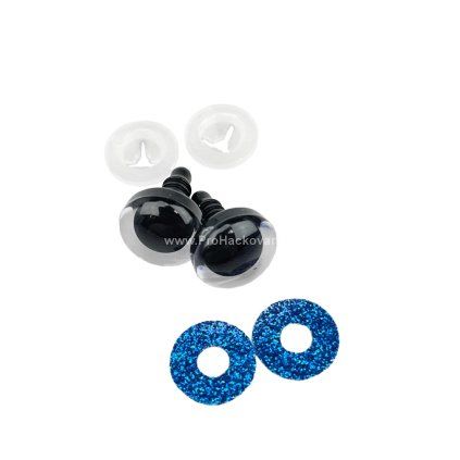 Oči bezpečnostní třpytivé tmavě modré, 14 mm