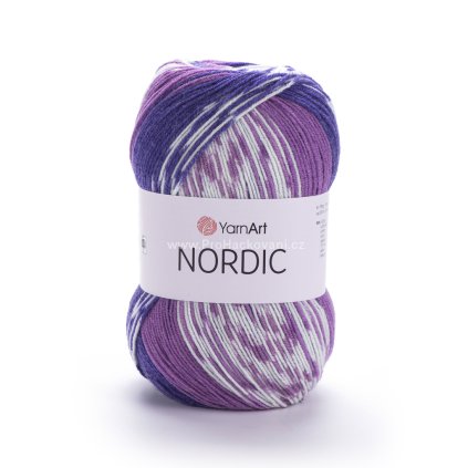 příze Nordic 658 variace fialové a bílé