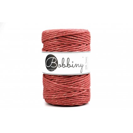 Bobbiny Macrame Cord XXL 5 mm Divoká růže se zlatou nitkou (GOLDEN WILD ROSE)