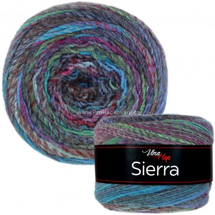 příze Sierra 7202 šedá, modrá, zelená, fialová, růžová