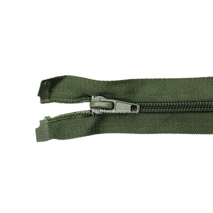 Spirálový zip dělitelný 80 cm olivově zelený