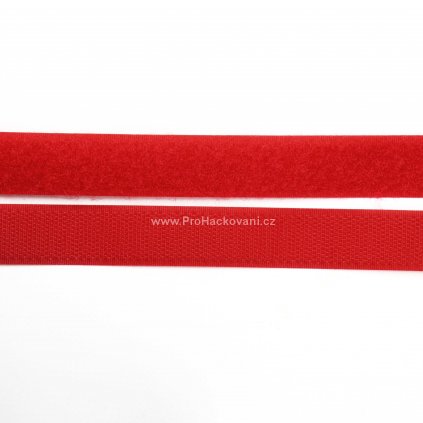 Suchý zip, 20 mm, komplet červená