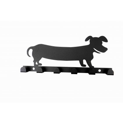 Kovový věšák černý - pes jezevčík