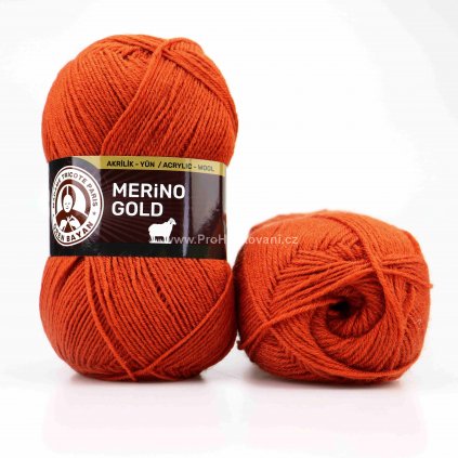 příze Merino Gold 107 cihlovorezavá