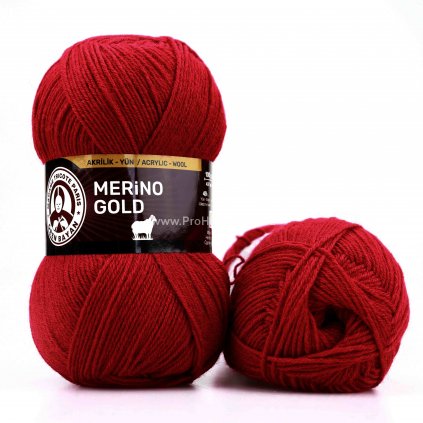 příze Merino Gold 034 tmavě červená