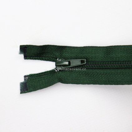 Spirálový zip dělitelný 60 cm myslivecky zelený