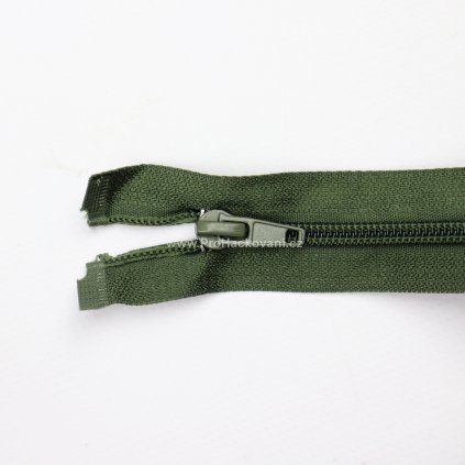 Spirálový zip dělitelný 60 cm khaki