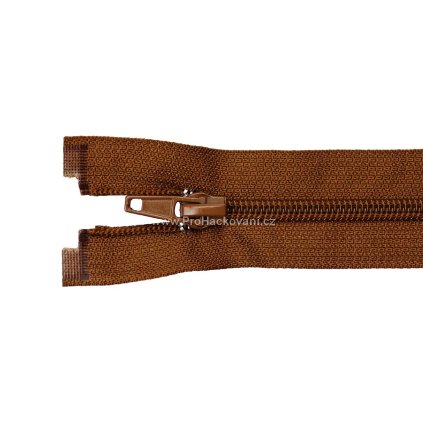 Spirálový zip dělitelný 70 cm hnědý