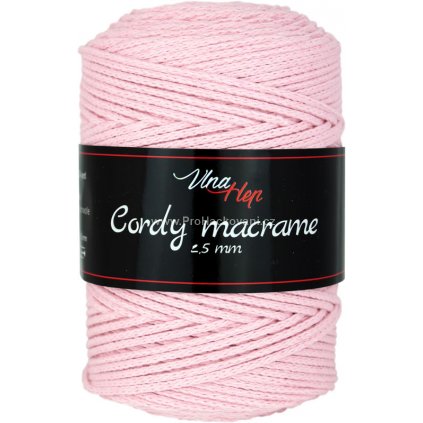 Cordy macrame 2,5 mm 8004 světle růžová