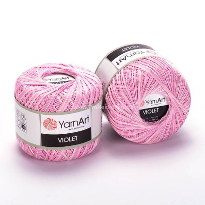příze Violet 3051 růžová a krémová
