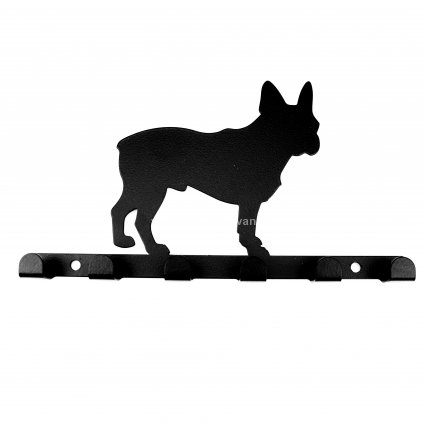 Kovový věšák černý - pes buldoček