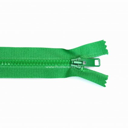 Kostěný zip dělitelný 75 cm zelený