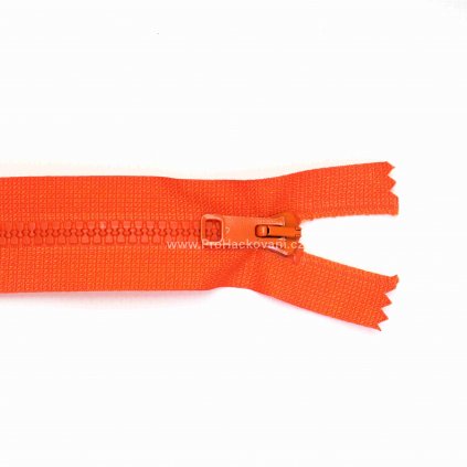 Kostěný zip dělitelný 75 cm oranžový