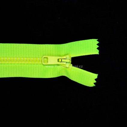 Kostěný zip dělitelný 75 cm neonově žlutý