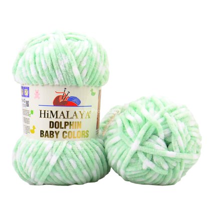 příze Dolphin Baby Colors 80431 pastelově zelená s bílou