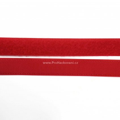 Suchý zip, 20 mm, komplet tmavě červená