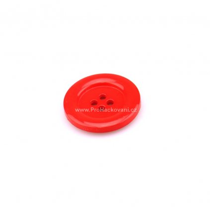 Knoflík kulatý plast 23 mm, jahodově červený