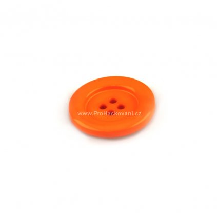 Knoflík kulatý plast 23 mm, tmavě oranžová