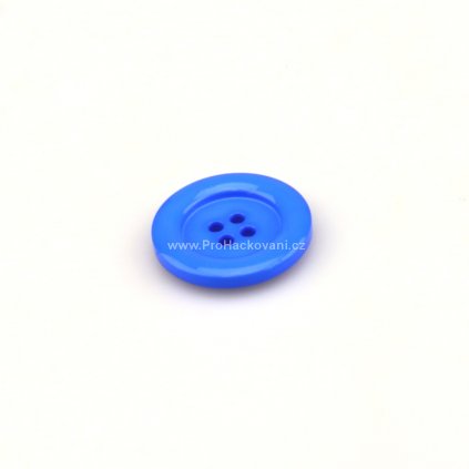 Knoflík kulatý plast 23 mm, modrý