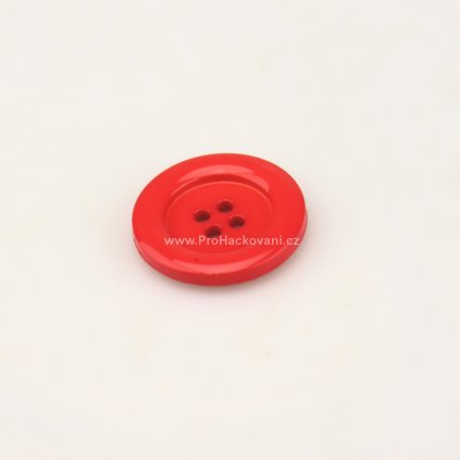 Knoflík kulatý plast 23 mm, červený