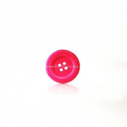 Knoflík kulatý plast 23 mm, neon růžová tmavá