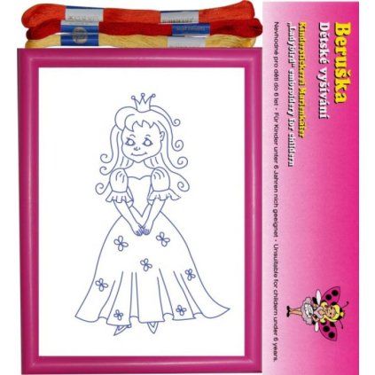 Dětské vyšívání v rámečku - princezna