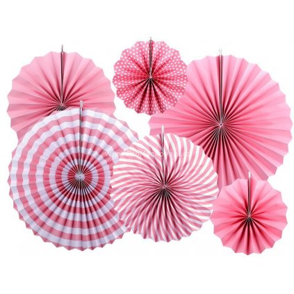 Papírové rozety růžové 6 ks