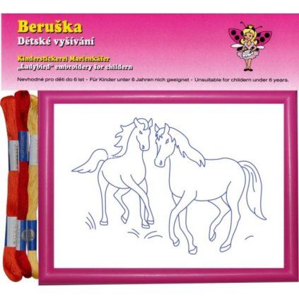 Dětské vyšívání v rámečku - koně