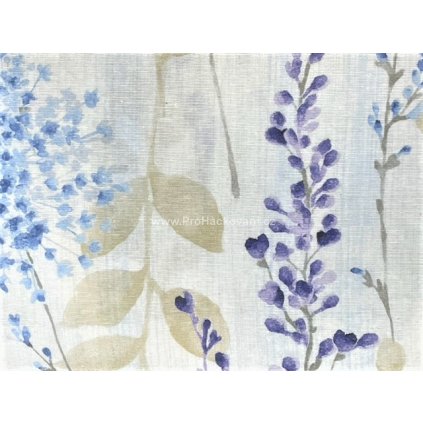 Dekorační látka s modrofialovými květy Loneta