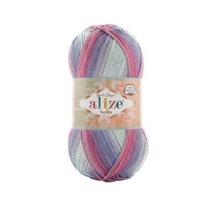 příze Bella Batik 3686 fialová, mentolová, růžová